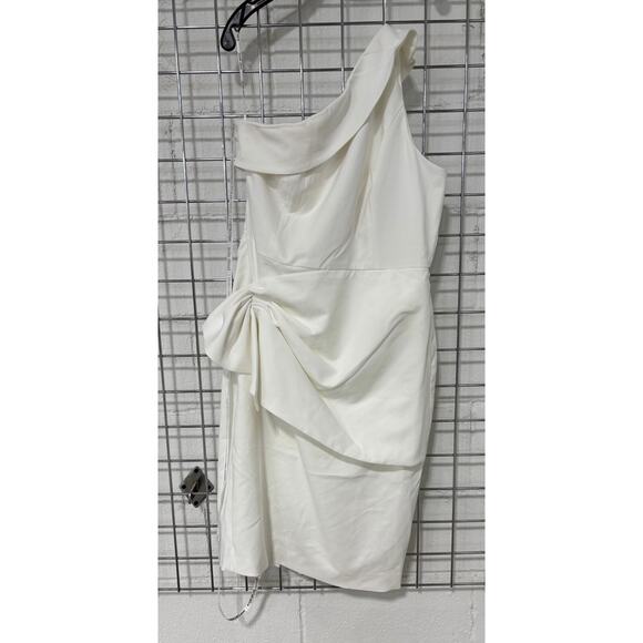 Lavish Alice Dresses & Skirts - Bride Party Dress Shower Plus 14 White Draped Ruffle One Shoulder Lavish Alice